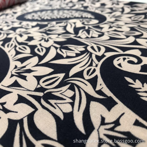 30S Black Ground Rayon Discharge Print Soft Fabric